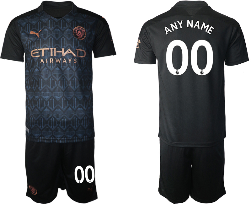 Men 2020-2021 club Manchester City away customized black Soccer Jerseys